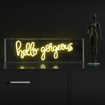 Hello Gorgerous 20" Contemporary Glam Acrylic Box USB Operated LED Neon Light - JONATHAN Y